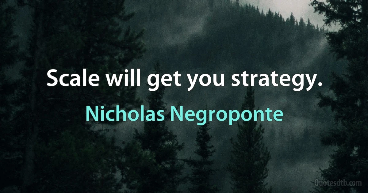 Scale will get you strategy. (Nicholas Negroponte)