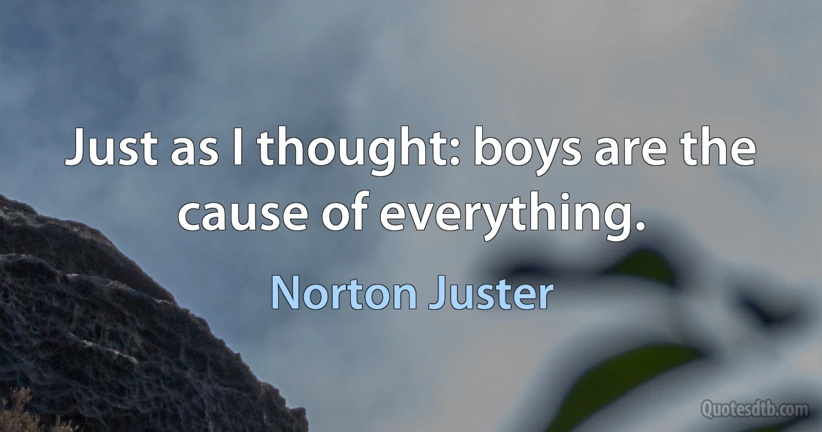 Just as I thought: boys are the cause of everything. (Norton Juster)