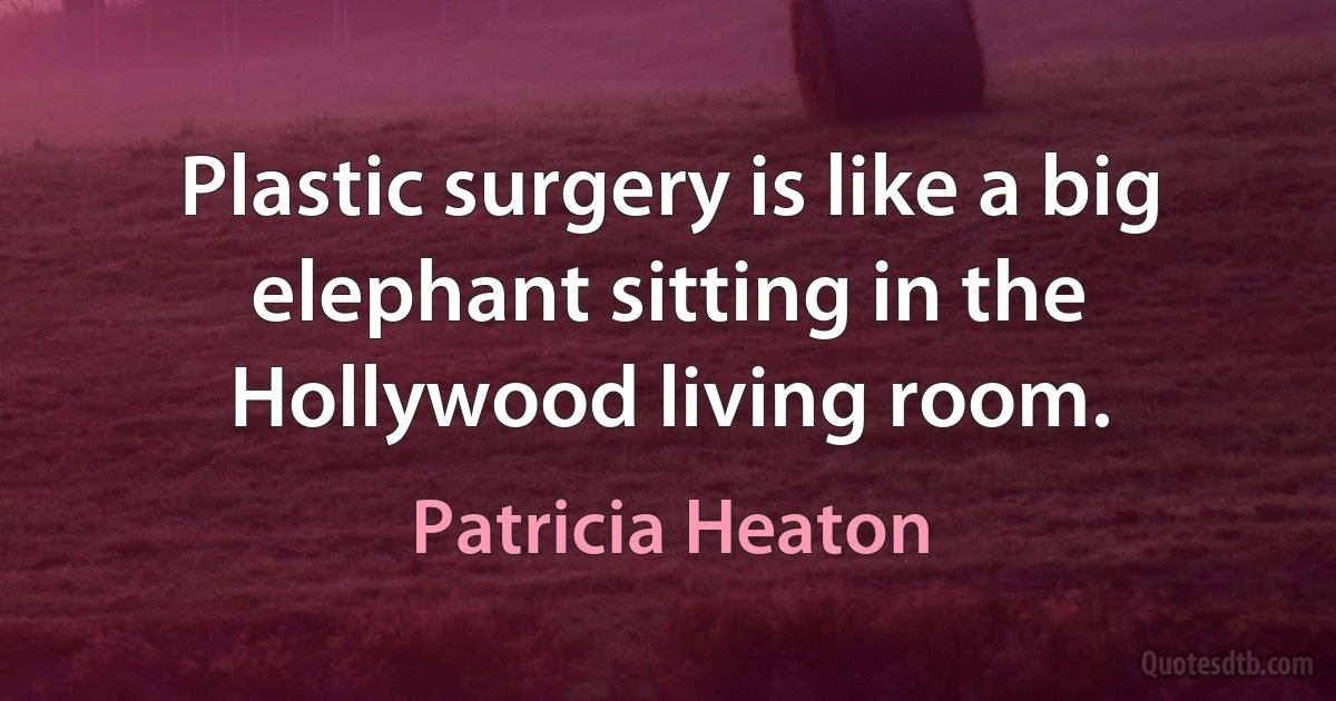 Plastic surgery is like a big elephant sitting in the Hollywood living room. (Patricia Heaton)