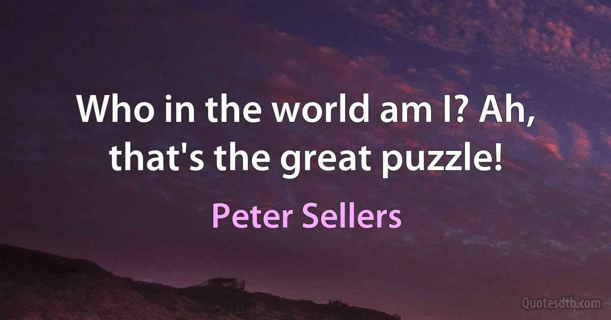 Who in the world am I? Ah, that's the great puzzle! (Peter Sellers)