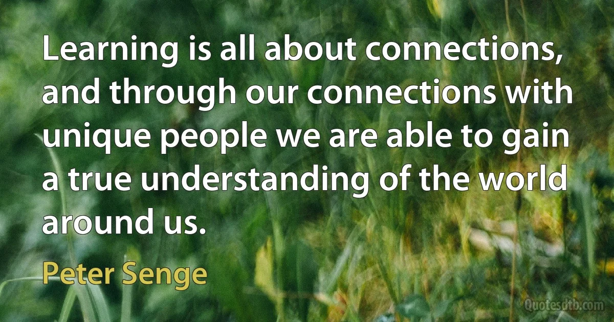 Learning is all about connections, and through our connections with unique people we are able to gain a true understanding of the world around us. (Peter Senge)