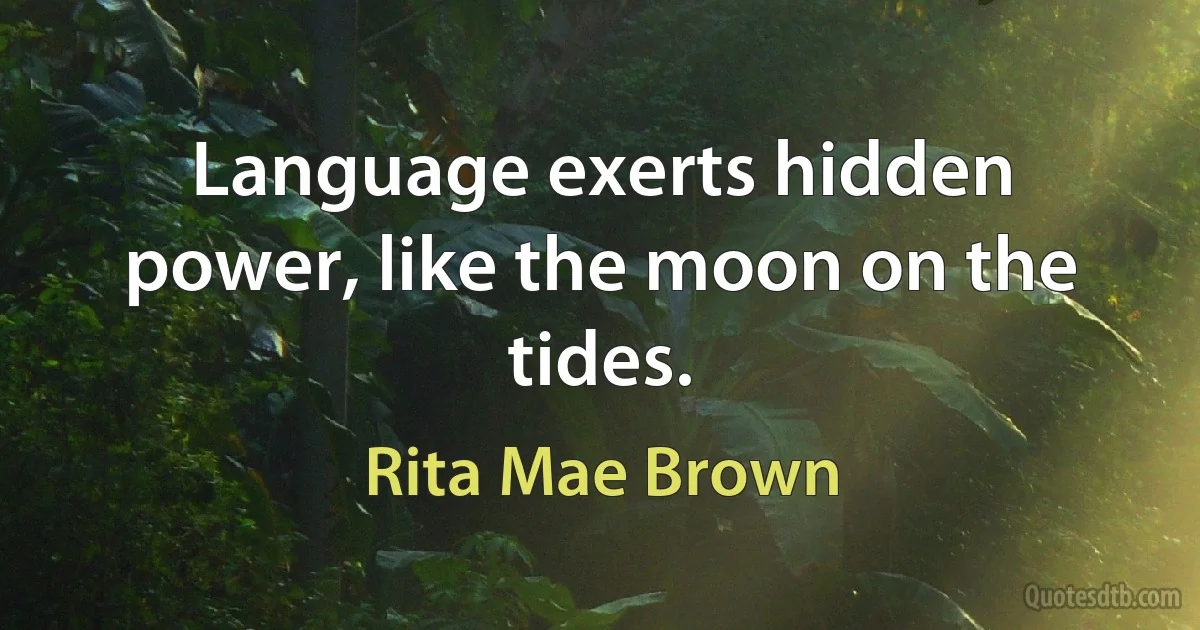 Language exerts hidden power, like the moon on the tides. (Rita Mae Brown)