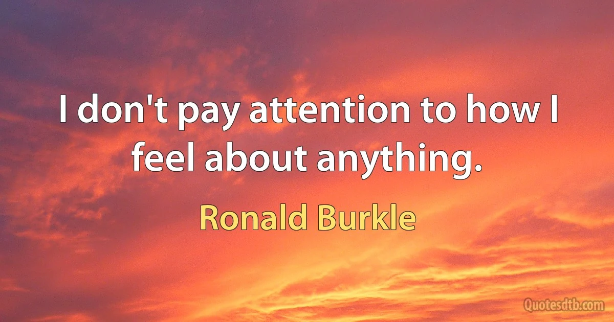 I don't pay attention to how I feel about anything. (Ronald Burkle)