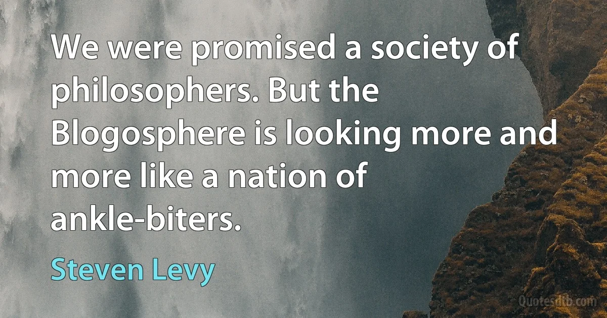 We were promised a society of philosophers. But the Blogosphere is looking more and more like a nation of ankle-biters. (Steven Levy)