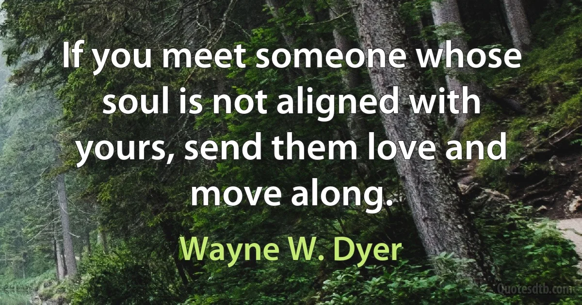 If you meet someone whose soul is not aligned with yours, send them love and move along. (Wayne W. Dyer)