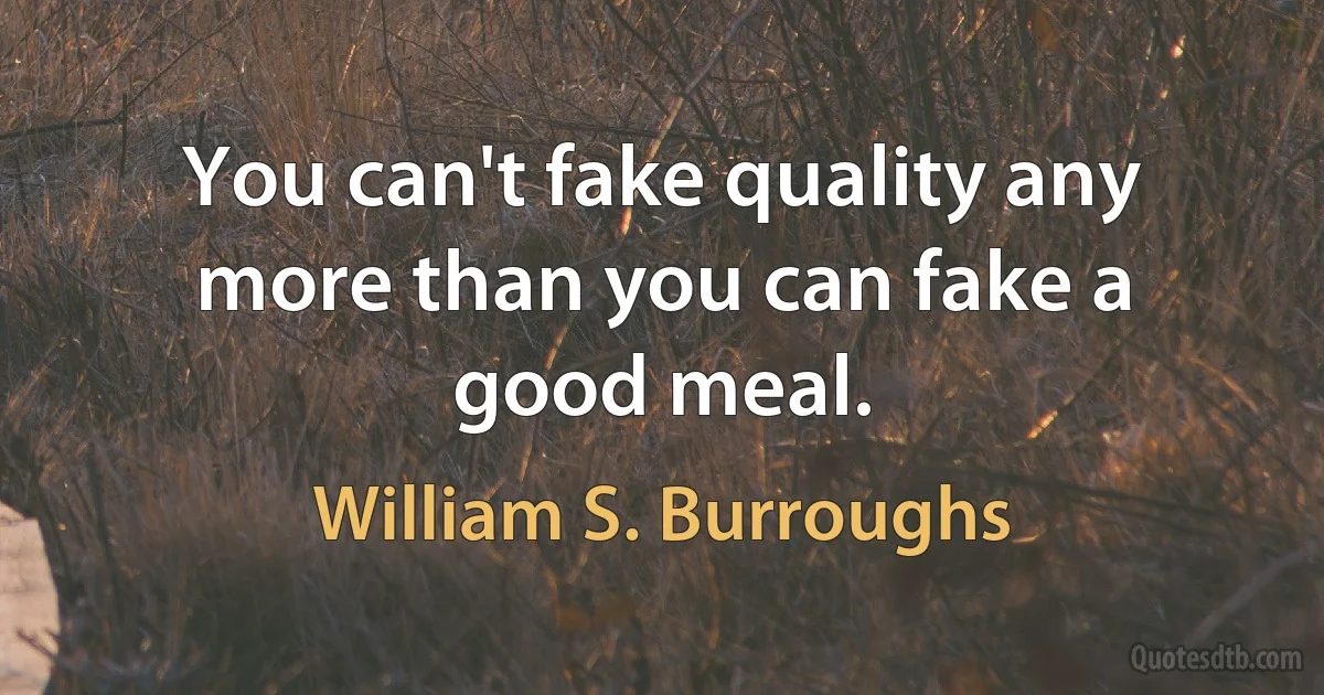 You can't fake quality any more than you can fake a good meal. (William S. Burroughs)