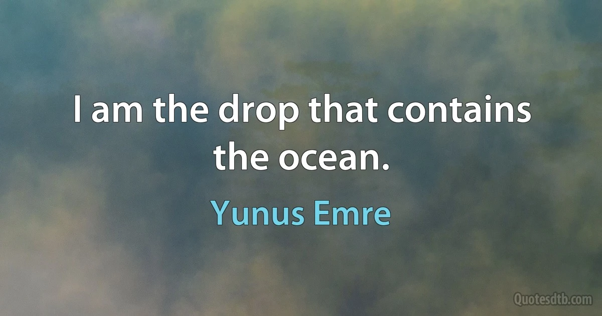 I am the drop that contains the ocean. (Yunus Emre)