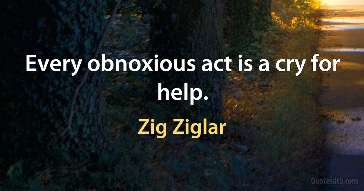 Every obnoxious act is a cry for help. (Zig Ziglar)