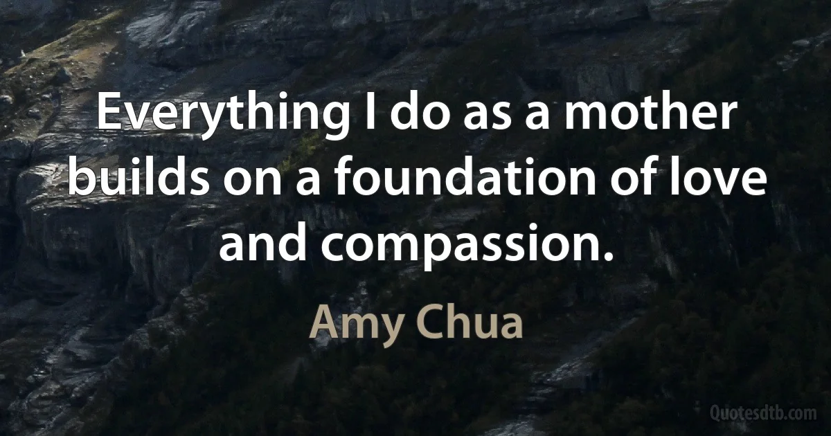 Everything I do as a mother builds on a foundation of love and compassion. (Amy Chua)