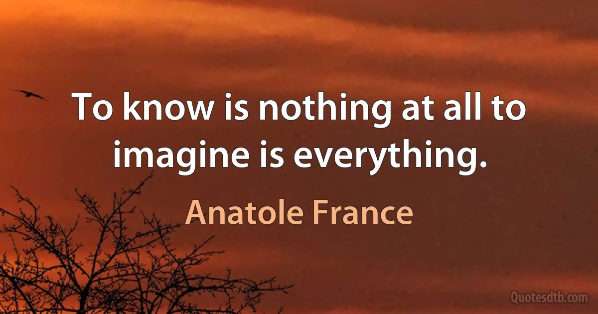 To know is nothing at all to imagine is everything. (Anatole France)