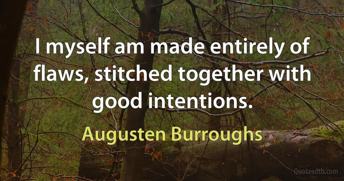 I myself am made entirely of flaws, stitched together with good intentions. (Augusten Burroughs)