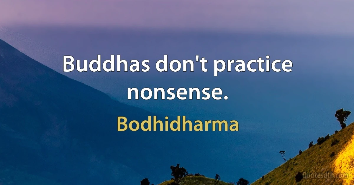 Buddhas don't practice nonsense. (Bodhidharma)