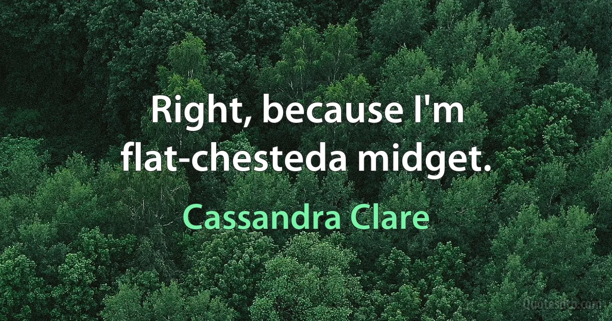 Right, because I'm flat-chesteda midget. (Cassandra Clare)