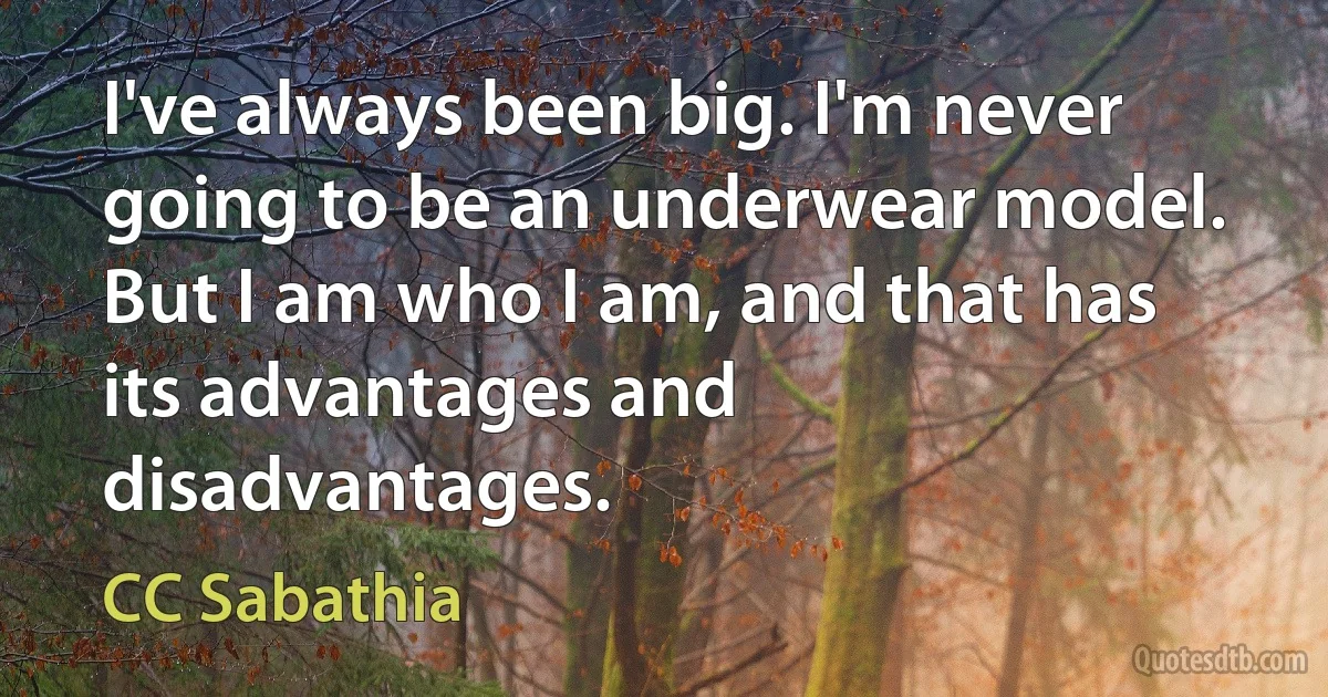 I've always been big. I'm never going to be an underwear model. But I am who I am, and that has its advantages and disadvantages. (CC Sabathia)