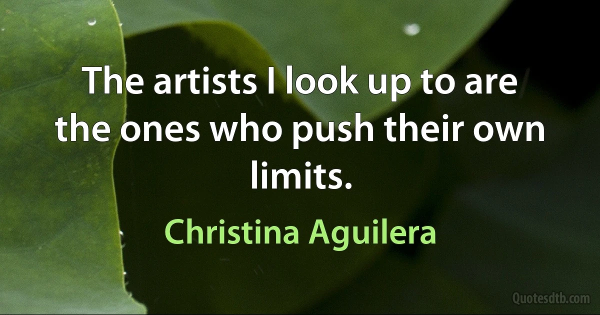 The artists I look up to are the ones who push their own limits. (Christina Aguilera)