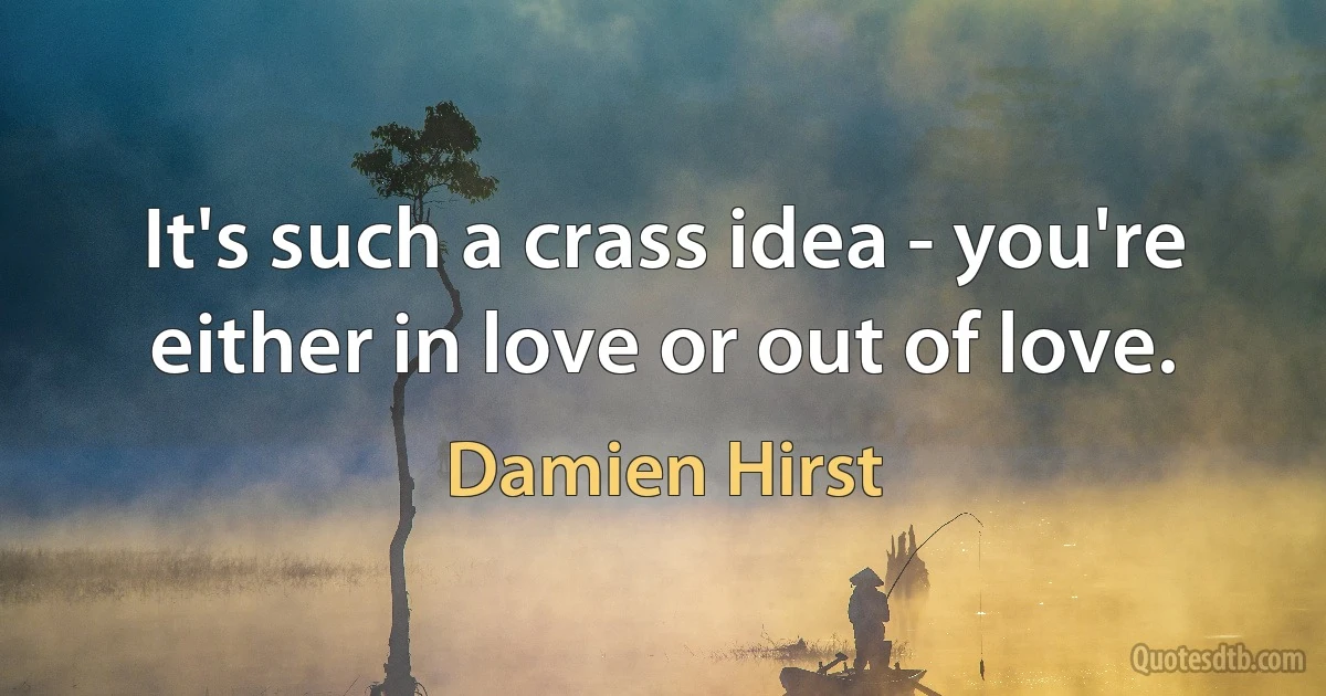 It's such a crass idea - you're either in love or out of love. (Damien Hirst)