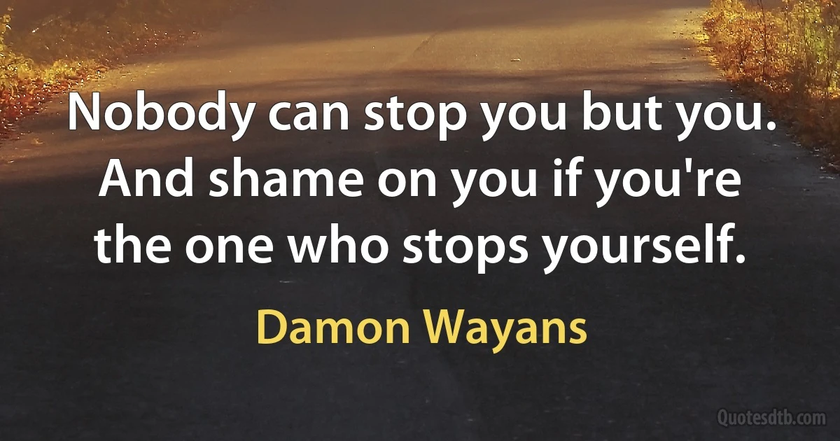 Nobody can stop you but you. And shame on you if you're the one who stops yourself. (Damon Wayans)