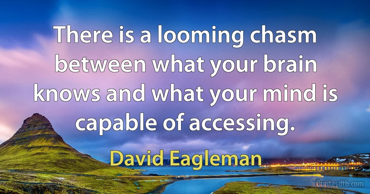 There is a looming chasm between what your brain knows and what your mind is capable of accessing. (David Eagleman)