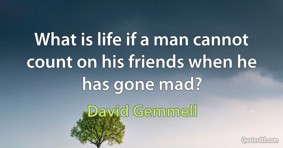 What is life if a man cannot count on his friends when he has gone mad? (David Gemmell)