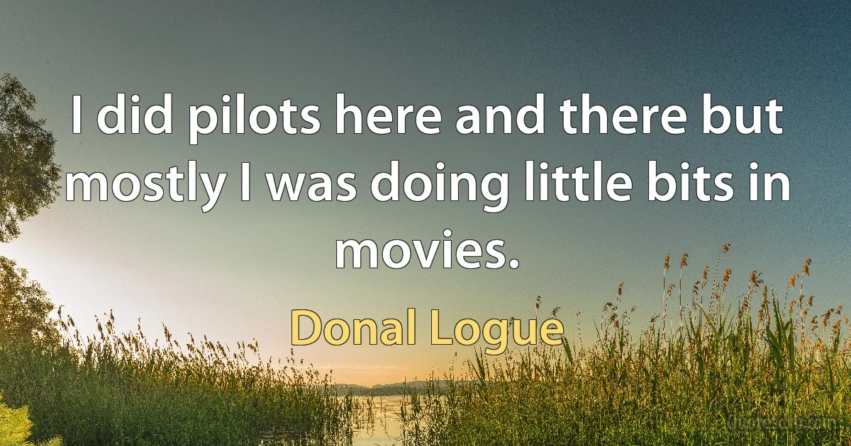 I did pilots here and there but mostly I was doing little bits in movies. (Donal Logue)