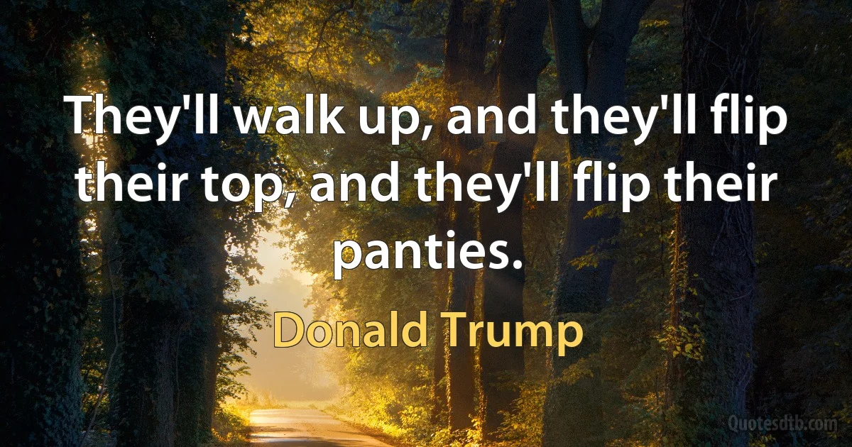 They'll walk up, and they'll flip their top, and they'll flip their panties. (Donald Trump)