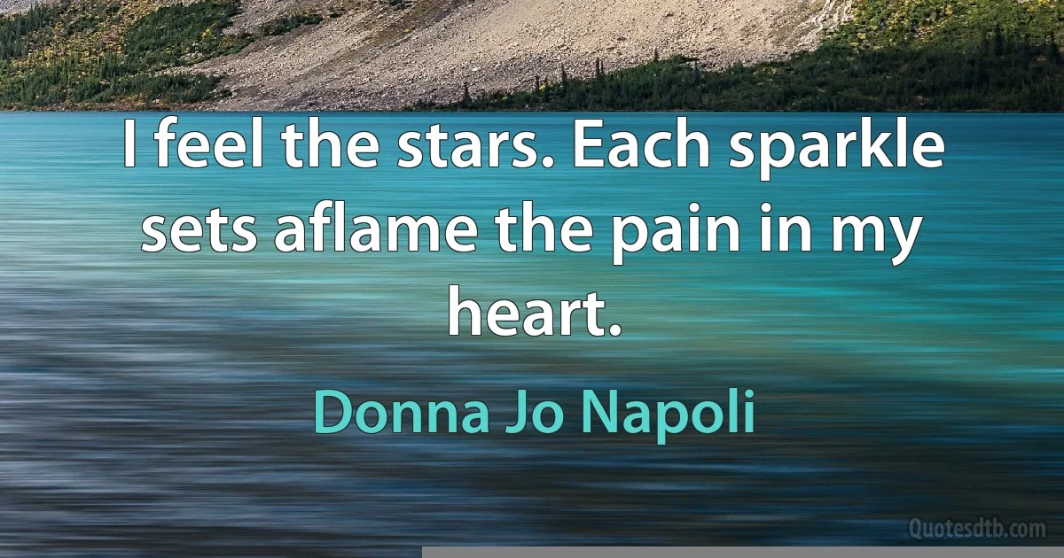 I feel the stars. Each sparkle sets aflame the pain in my heart. (Donna Jo Napoli)