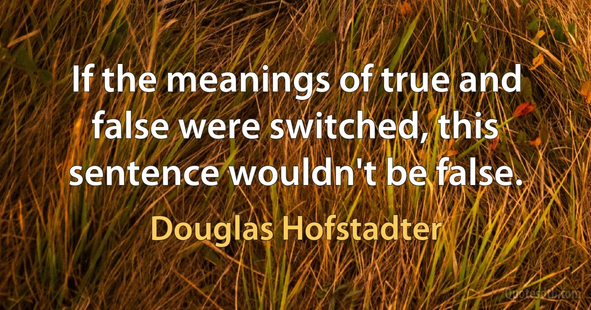 If the meanings of true and false were switched, this sentence wouldn't be false. (Douglas Hofstadter)