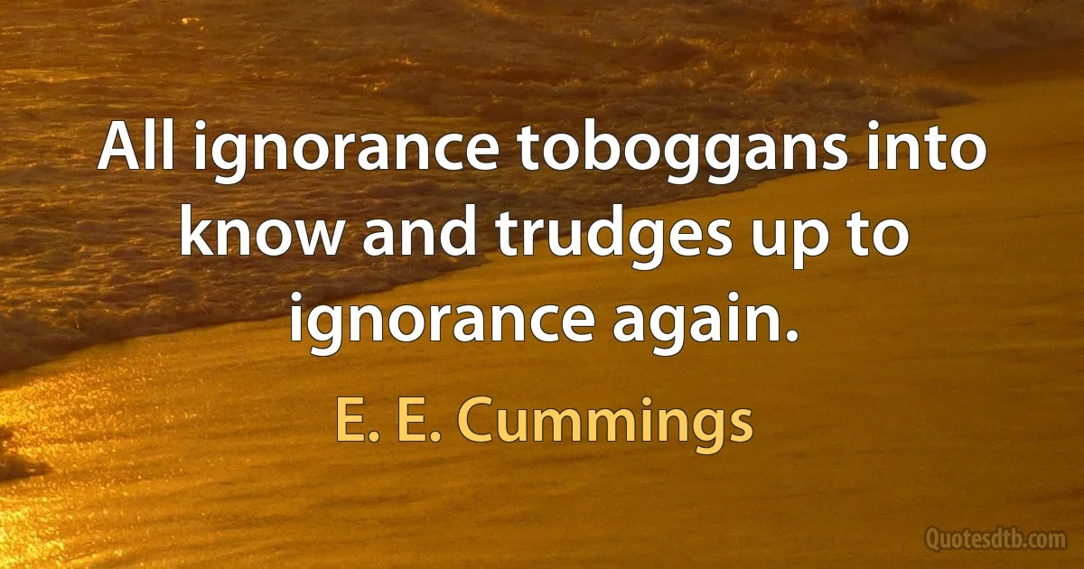 All ignorance toboggans into know and trudges up to ignorance again. (E. E. Cummings)