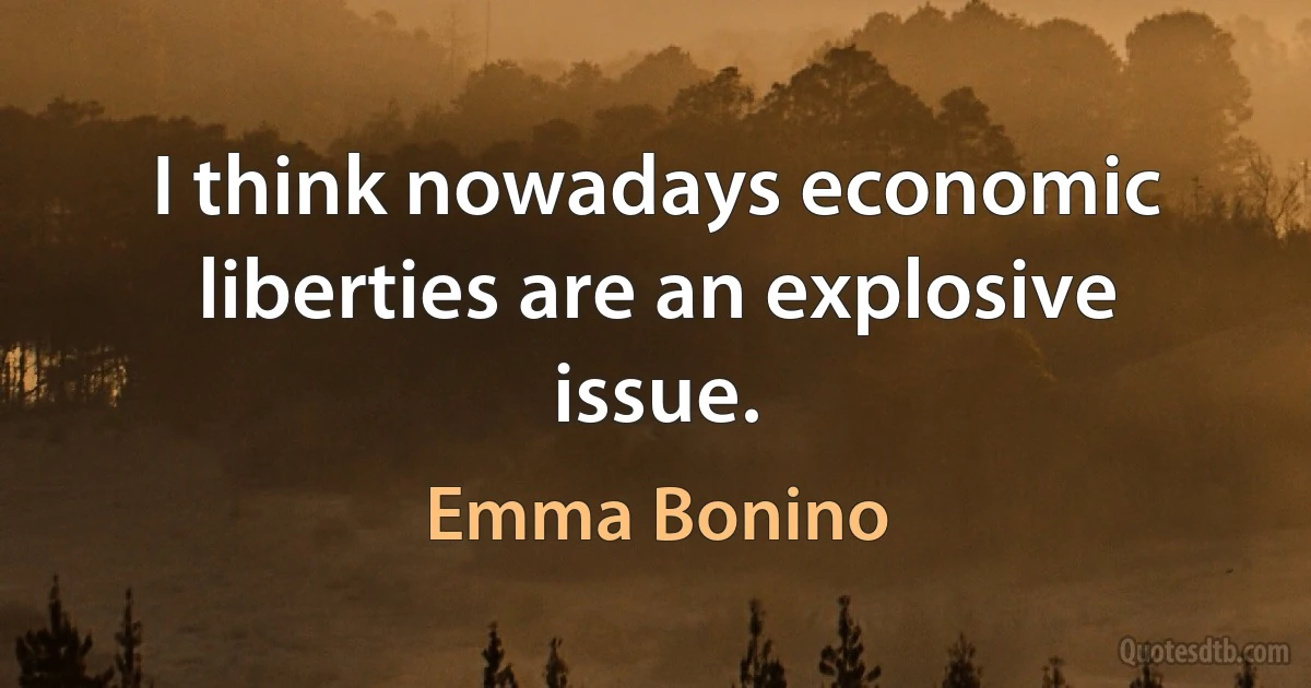 I think nowadays economic liberties are an explosive issue. (Emma Bonino)