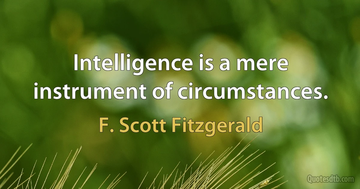 Intelligence is a mere instrument of circumstances. (F. Scott Fitzgerald)