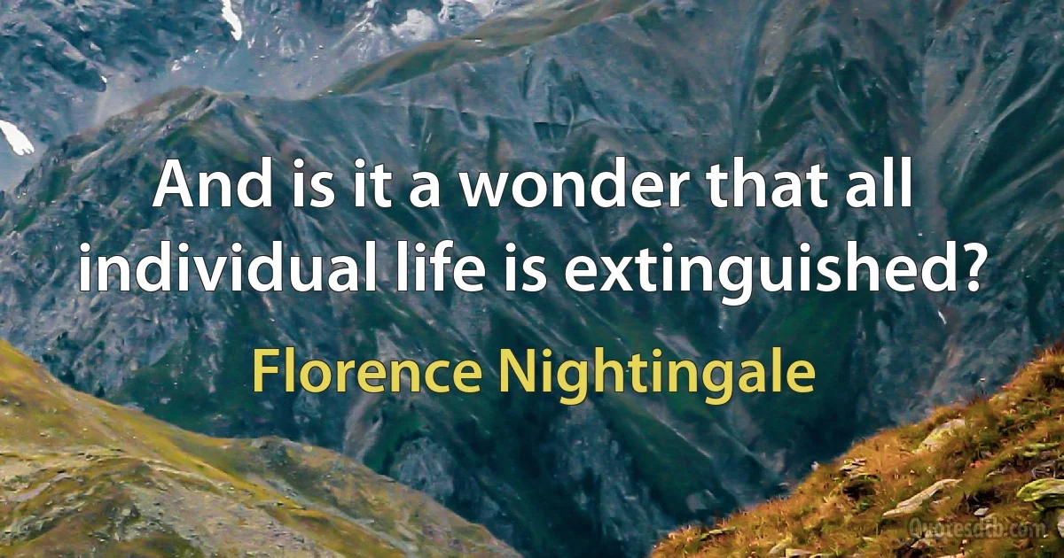 And is it a wonder that all individual life is extinguished? (Florence Nightingale)