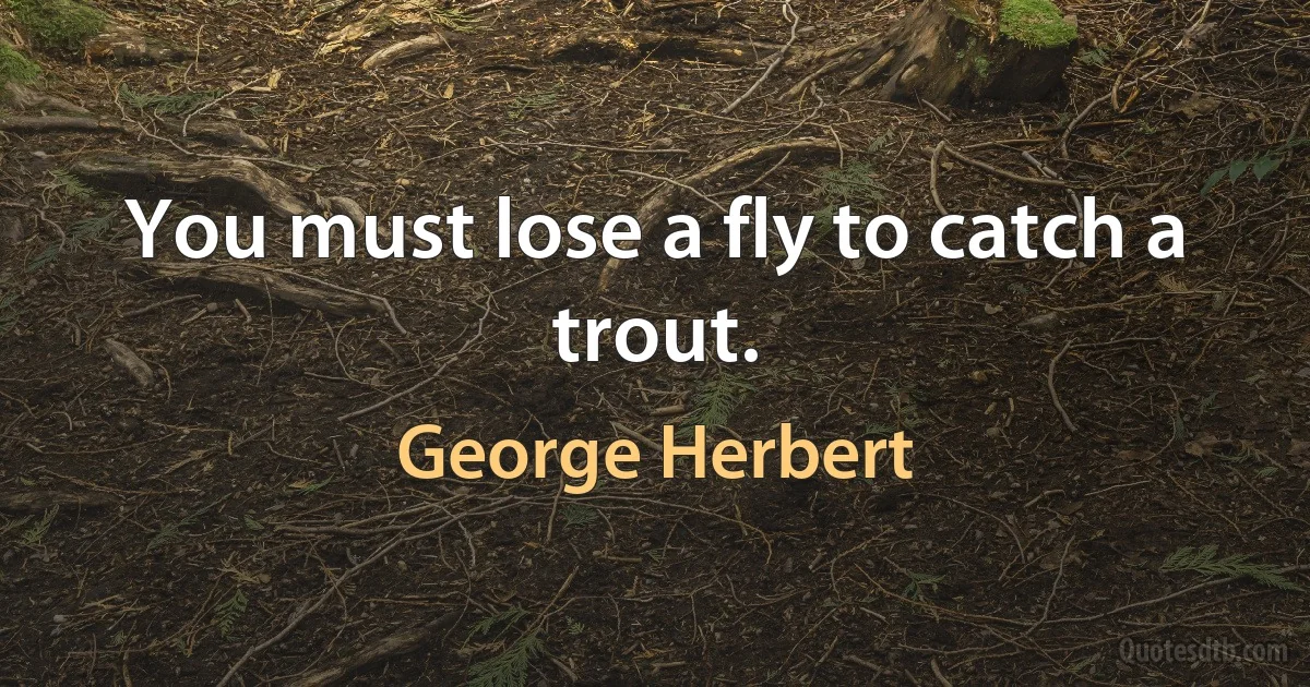 You must lose a fly to catch a trout. (George Herbert)