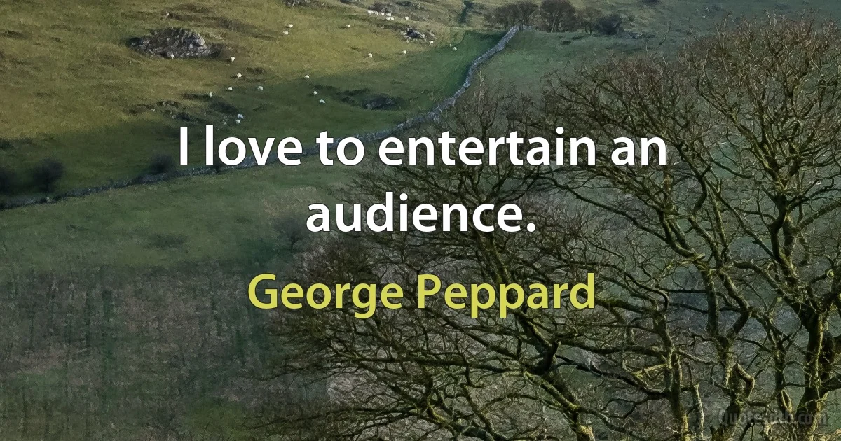 I love to entertain an audience. (George Peppard)