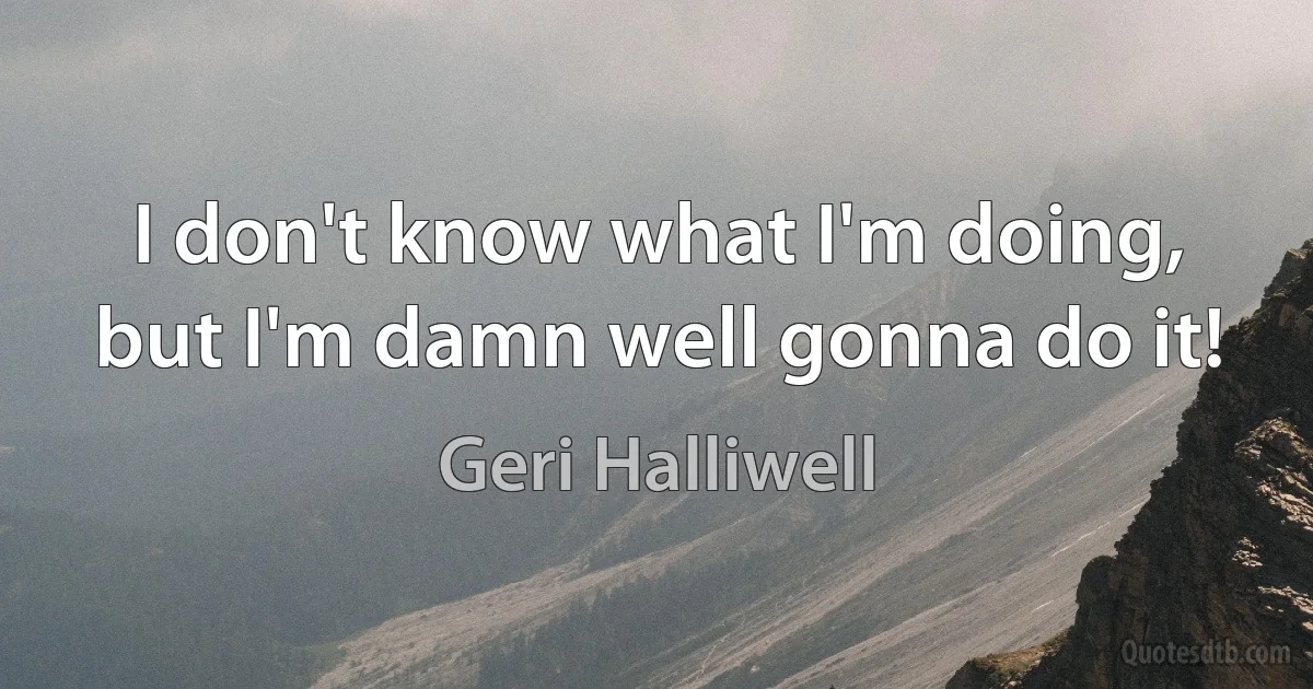 I don't know what I'm doing, but I'm damn well gonna do it! (Geri Halliwell)