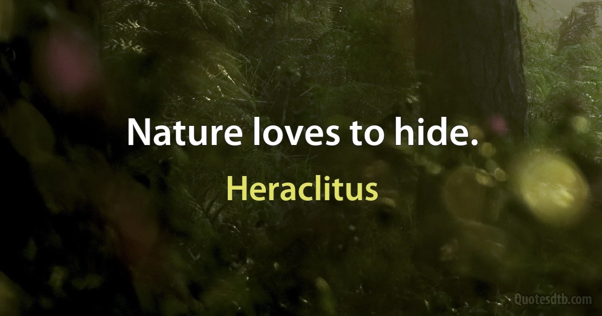 Nature loves to hide. (Heraclitus)