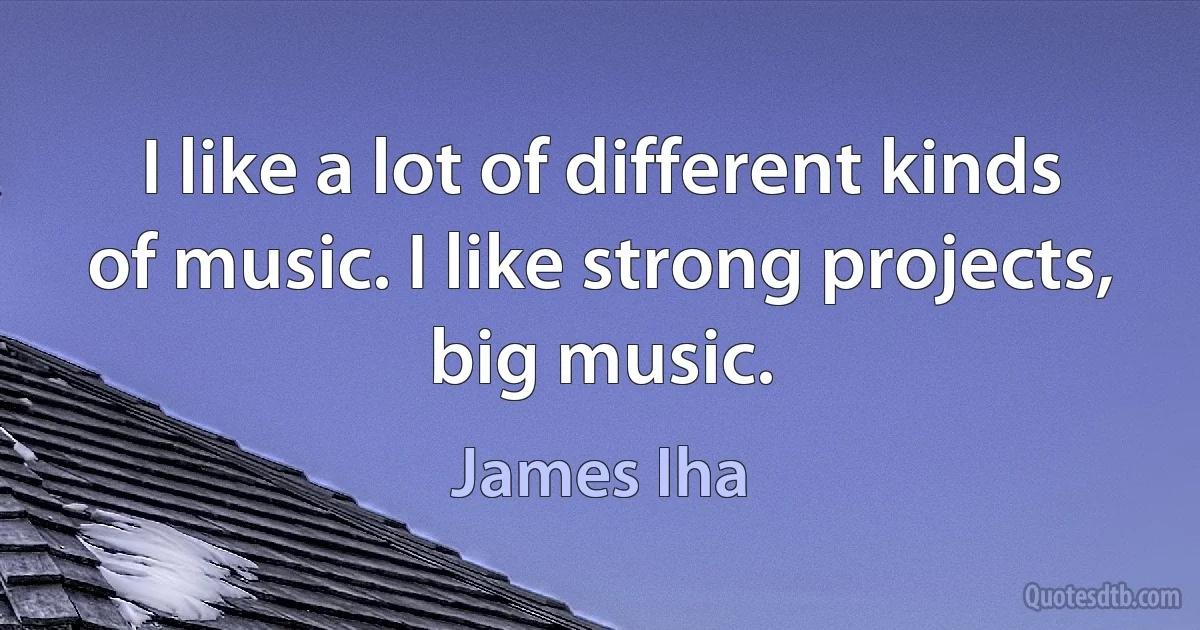 I like a lot of different kinds of music. I like strong projects, big music. (James Iha)