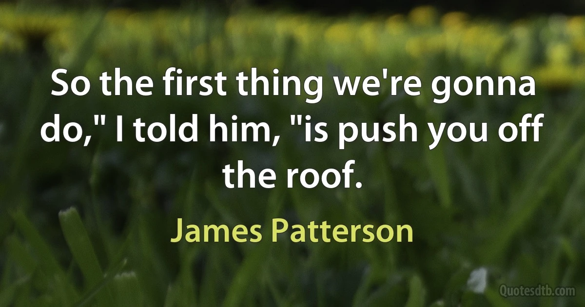 So the first thing we're gonna do," I told him, "is push you off the roof. (James Patterson)