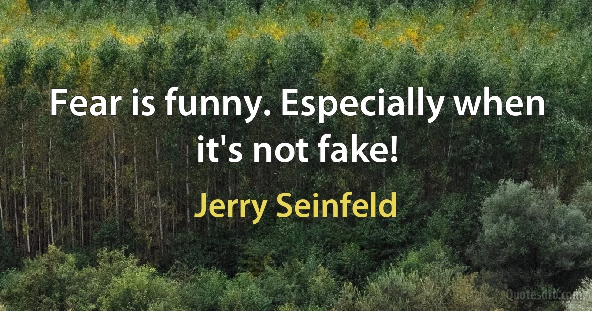 Fear is funny. Especially when it's not fake! (Jerry Seinfeld)