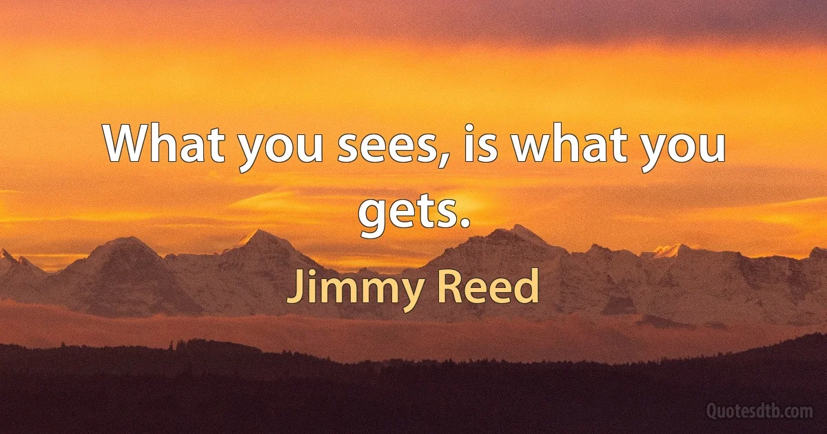 What you sees, is what you gets. (Jimmy Reed)