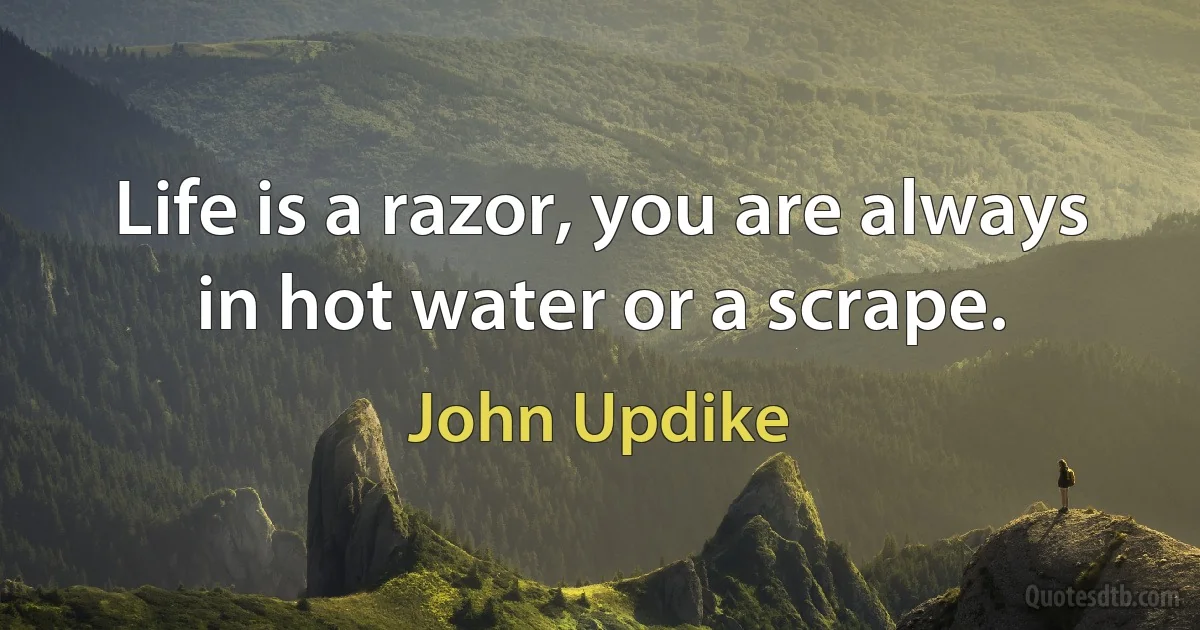 Life is a razor, you are always in hot water or a scrape. (John Updike)