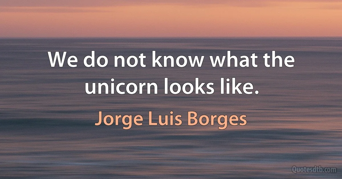 We do not know what the unicorn looks like. (Jorge Luis Borges)