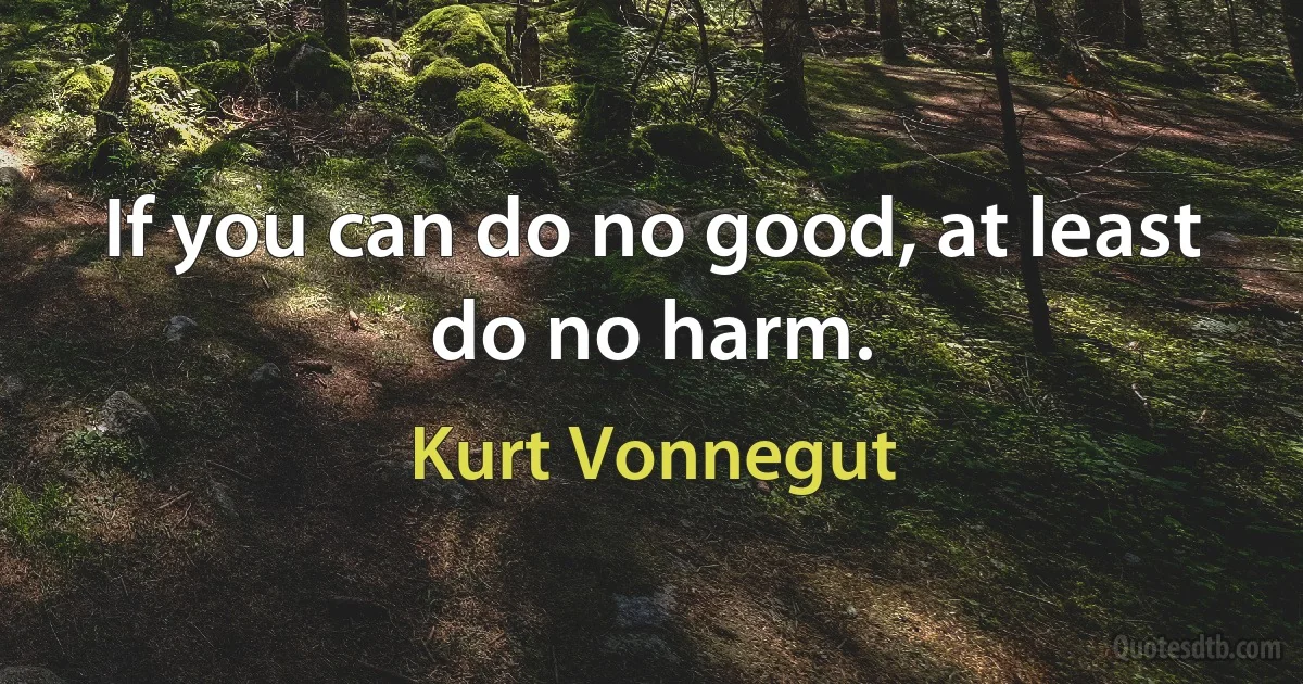 If you can do no good, at least do no harm. (Kurt Vonnegut)