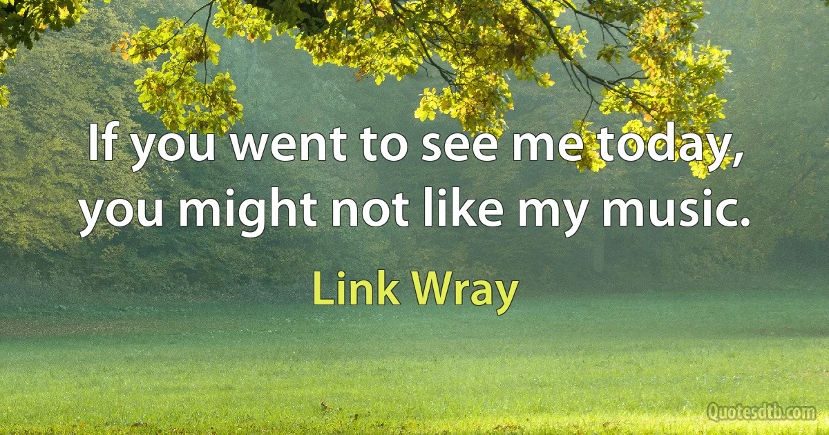 If you went to see me today, you might not like my music. (Link Wray)