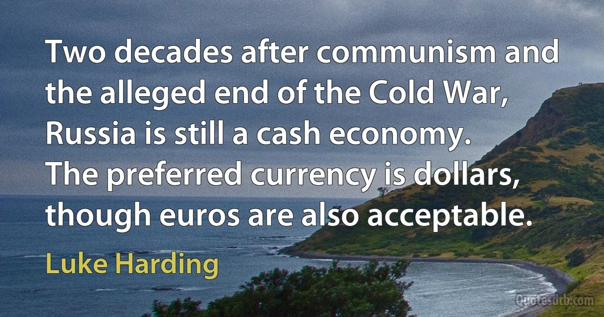 Two decades after communism and the alleged end of the Cold War, Russia is still a cash economy. The preferred currency is dollars, though euros are also acceptable. (Luke Harding)