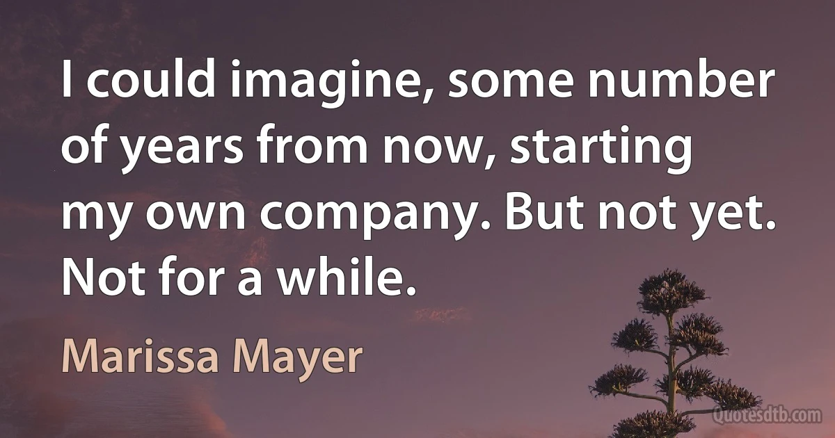 I could imagine, some number of years from now, starting my own company. But not yet. Not for a while. (Marissa Mayer)