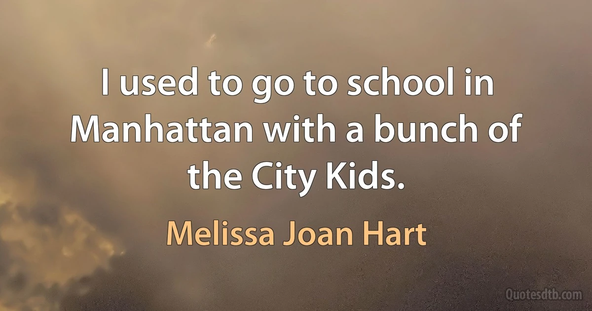 I used to go to school in Manhattan with a bunch of the City Kids. (Melissa Joan Hart)