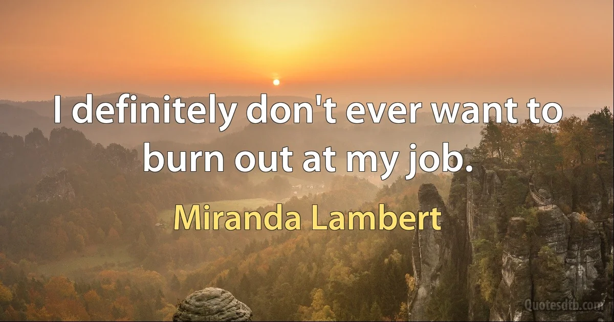 I definitely don't ever want to burn out at my job. (Miranda Lambert)