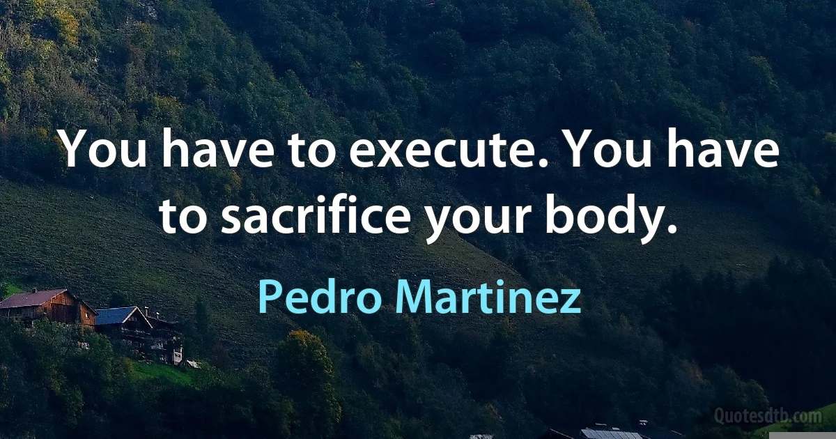 You have to execute. You have to sacrifice your body. (Pedro Martinez)