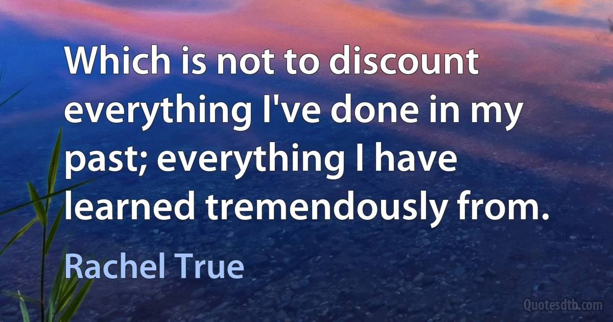 Which is not to discount everything I've done in my past; everything I have learned tremendously from. (Rachel True)