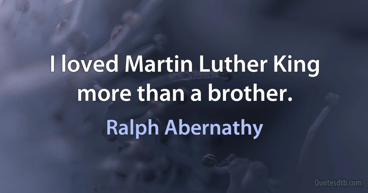 I loved Martin Luther King more than a brother. (Ralph Abernathy)